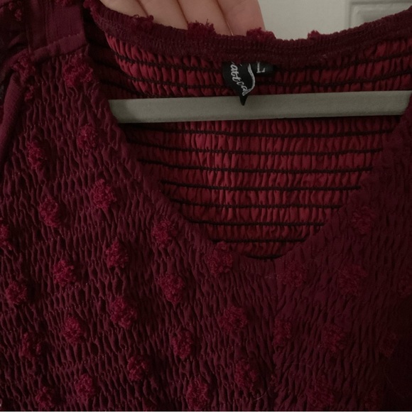 Maroon Short Sleeve Knee Length Dress, Size Large - Picture 3 of 4